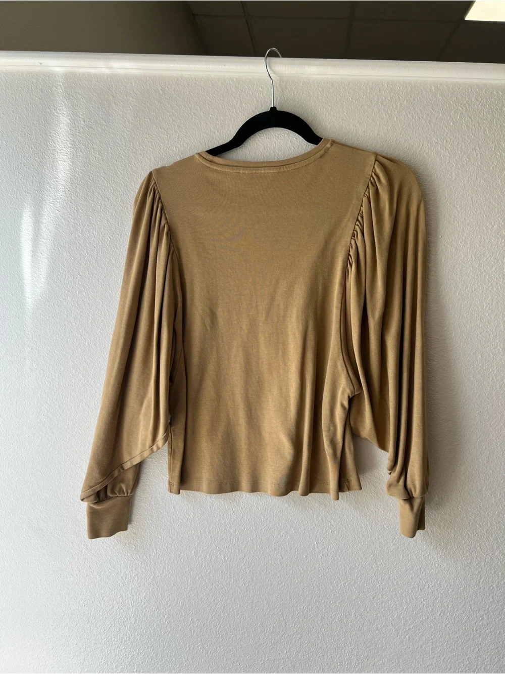 Banana Republic Camel Puff-Sleeve Long Sleeve Top